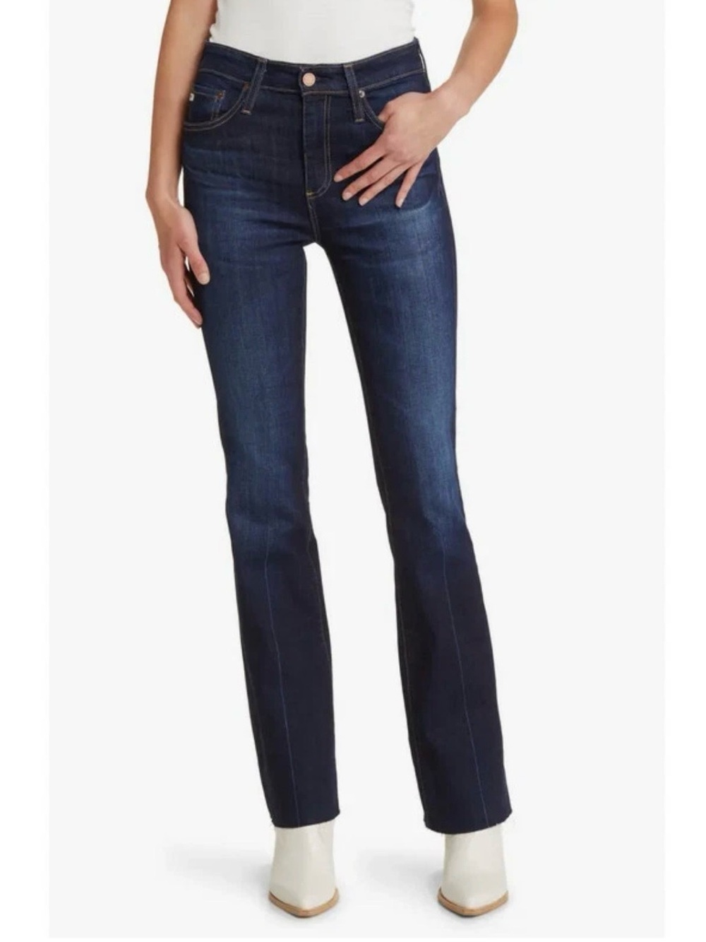 AG Adriano Goldschmied Women’s Size 31 Farrah Boot High Rise Jeans Stretch Blue
